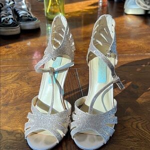 Elegant Sparkling Gold Strappy Heels